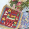 Handgeweven Iraanse Kilim Onderzitter – Hert/Gazelle-ontwerp, Vierkante Wol Boho