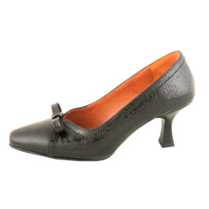 Damesschoenen met Hoge Hak van Leer en Strikdetail