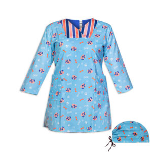 Dames Dierenarts Uniform met Muts – Blauw