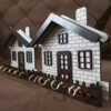 Wand Sleutelhanger met 4 Haken en Klein Huis Ontwerp