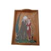 Etnisch houten dienblad met glas - Rechthoekig dienblad met Khosrow-en-Shirin-motief