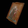 Etnisch houten dienblad met glas - Rechthoekig dienblad met Khosrow-en-Shirin-motief