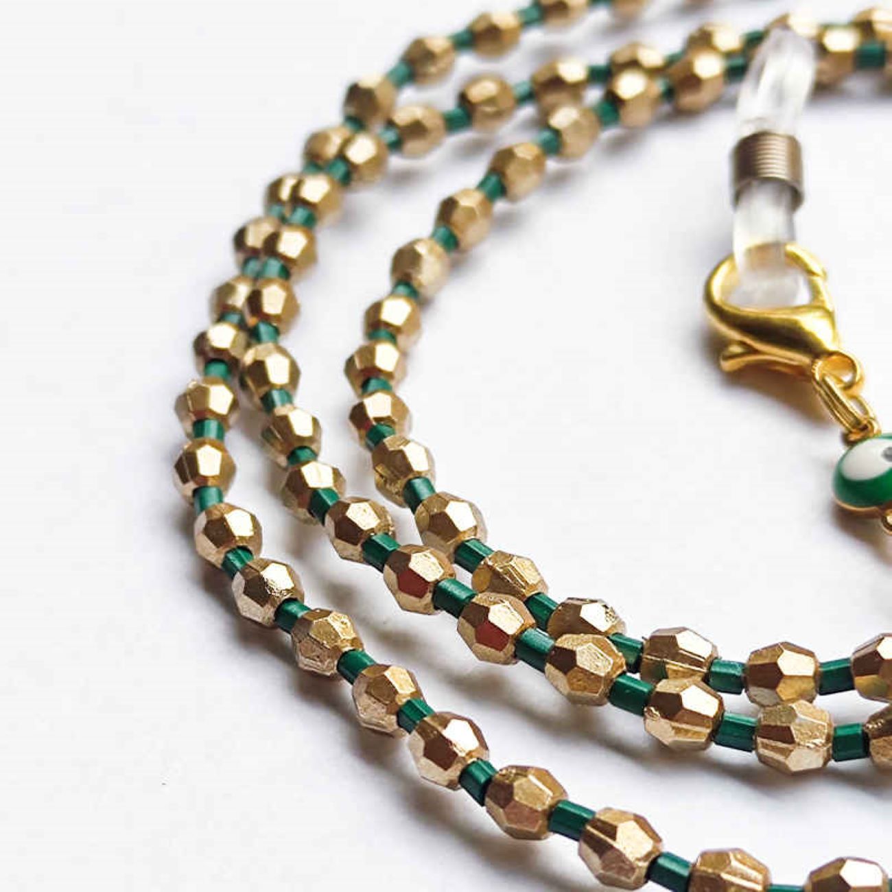 Geborduurde Brilketting met Oogkristalkralen