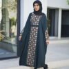 Zwarte Abaya voor Vrouwen met Bloemontwerp Model Noura
