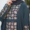 Zwarte Abaya voor Vrouwen met Bloemontwerp Model Noura