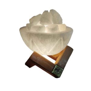 Perzische Komvormige Zoutlamp – Natuurlijke Steenzoutbrokken & Houten Basis