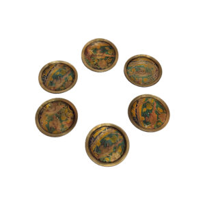 Messing Onderzetters met Bloemontwerp – Decoratief, 6 Stuks