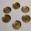 Messing Onderzetters met Bloemenpatroon 6-pack – Decoratief Rond Traditioneel Vogel- & Bloemendesign