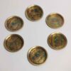 Messing Onderzetters met Bloemenpatroon 6-pack – Decoratief Rond Traditioneel Vogel- & Bloemendesign
