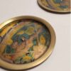 Messing Onderzetters met Bloemenpatroon 6-pack – Decoratief Rond Traditioneel Vogel- & Bloemendesign
