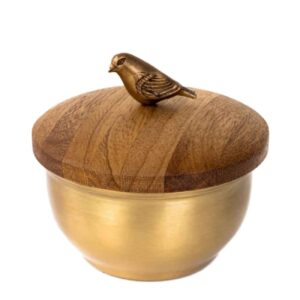 Messing Suikerpot met Deksel Vogel Ontwerp