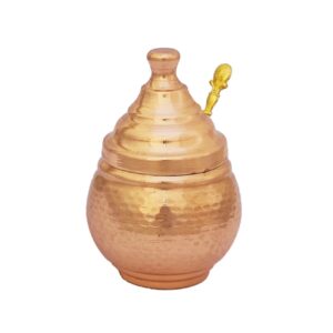 Handgemaakte Koperen Opbergpot Gehamerd met Handvat