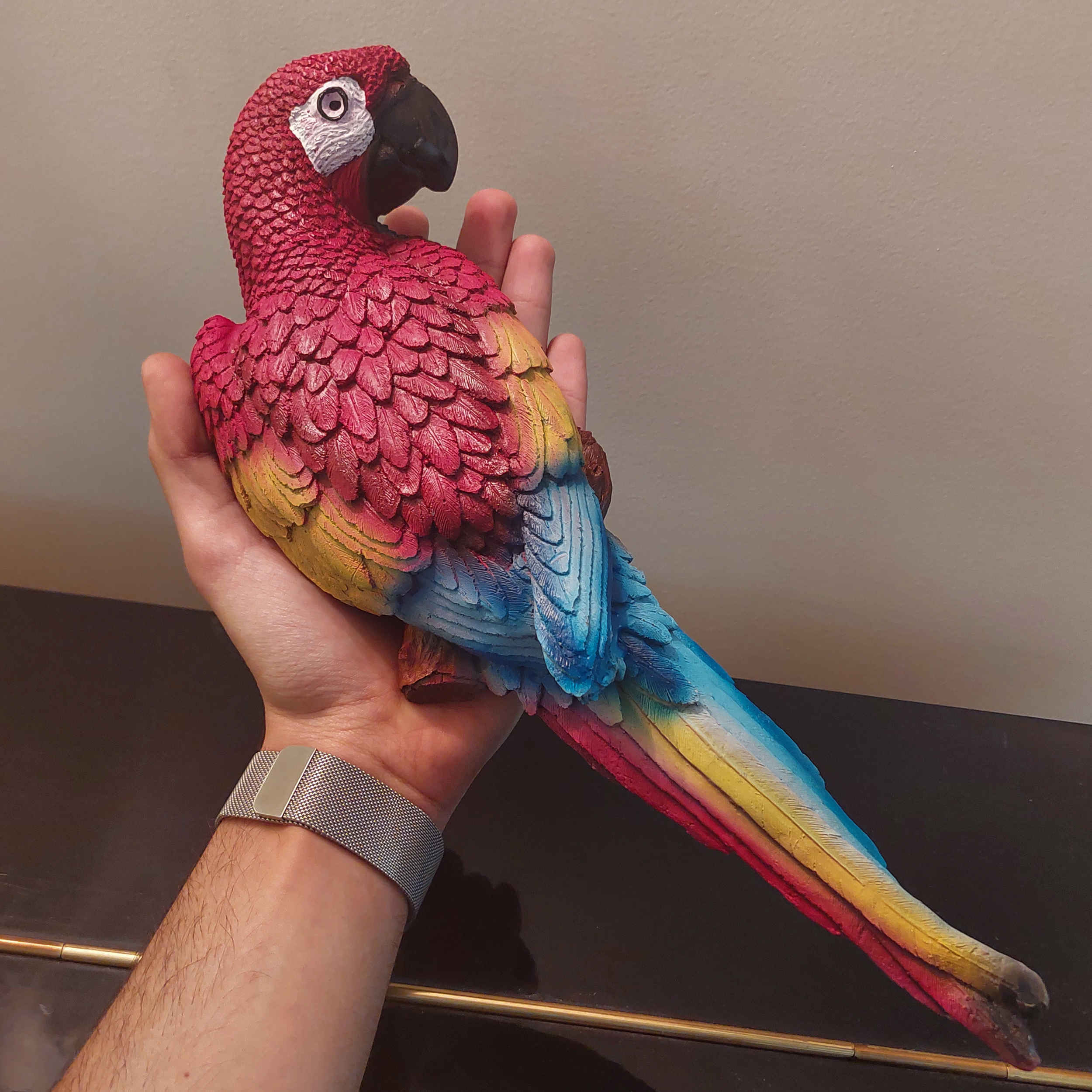 Decoratief Dierbeeld Wandgemonteerde Papegaai Beeld – Tropische Vogelkunst