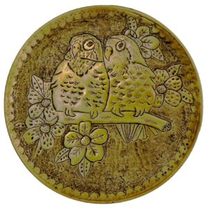 Decoratief Messing Dienblad Handgegraveerd Ghalamzani Rond met Vogels & Bloemen