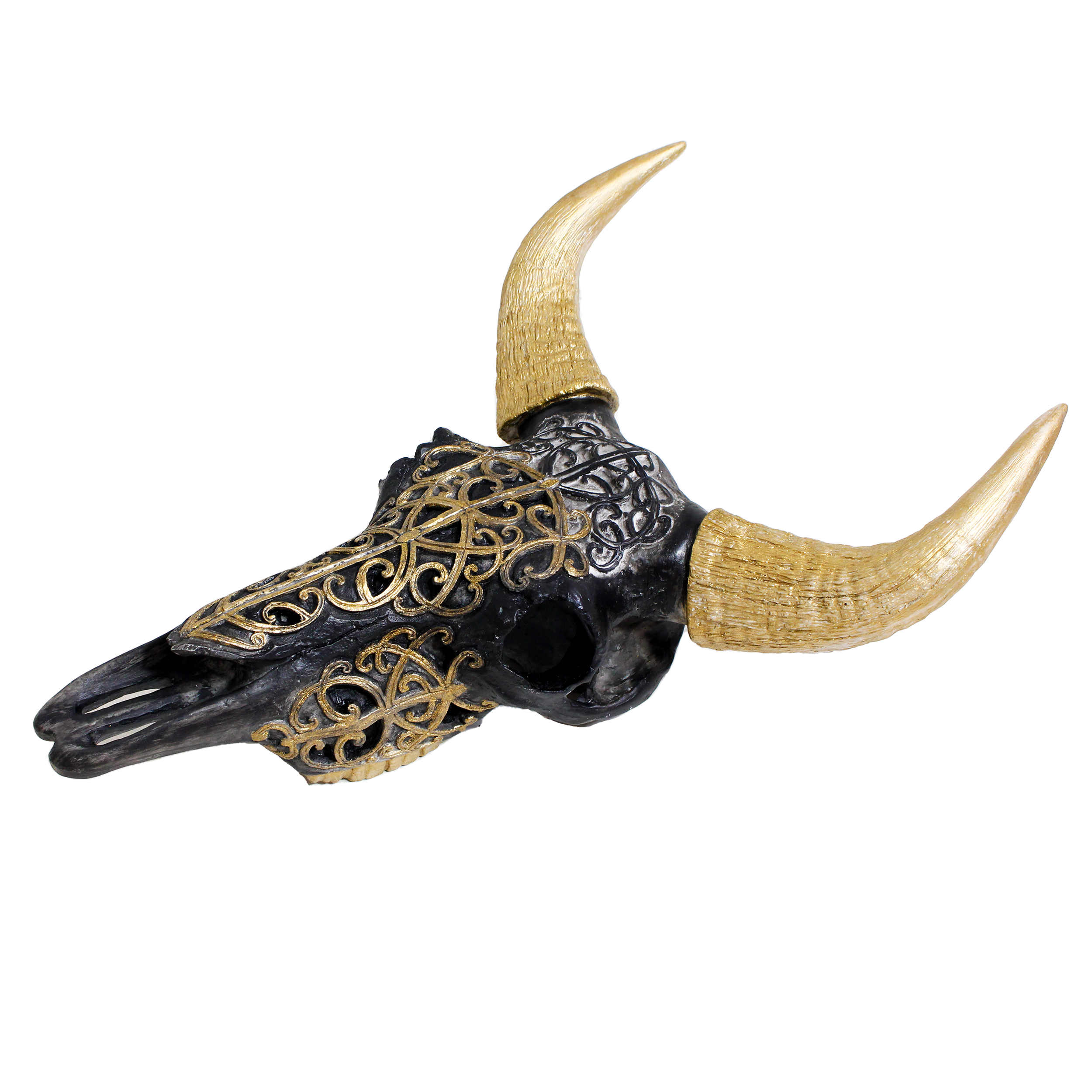 Decoratieve stierenschedel met gouden hoorns – western stijl