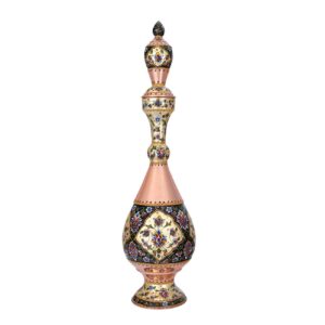 Decoratieve Koperen Fles Handgemaakt & Gehamerd met Handgeschilderd Ontwerp