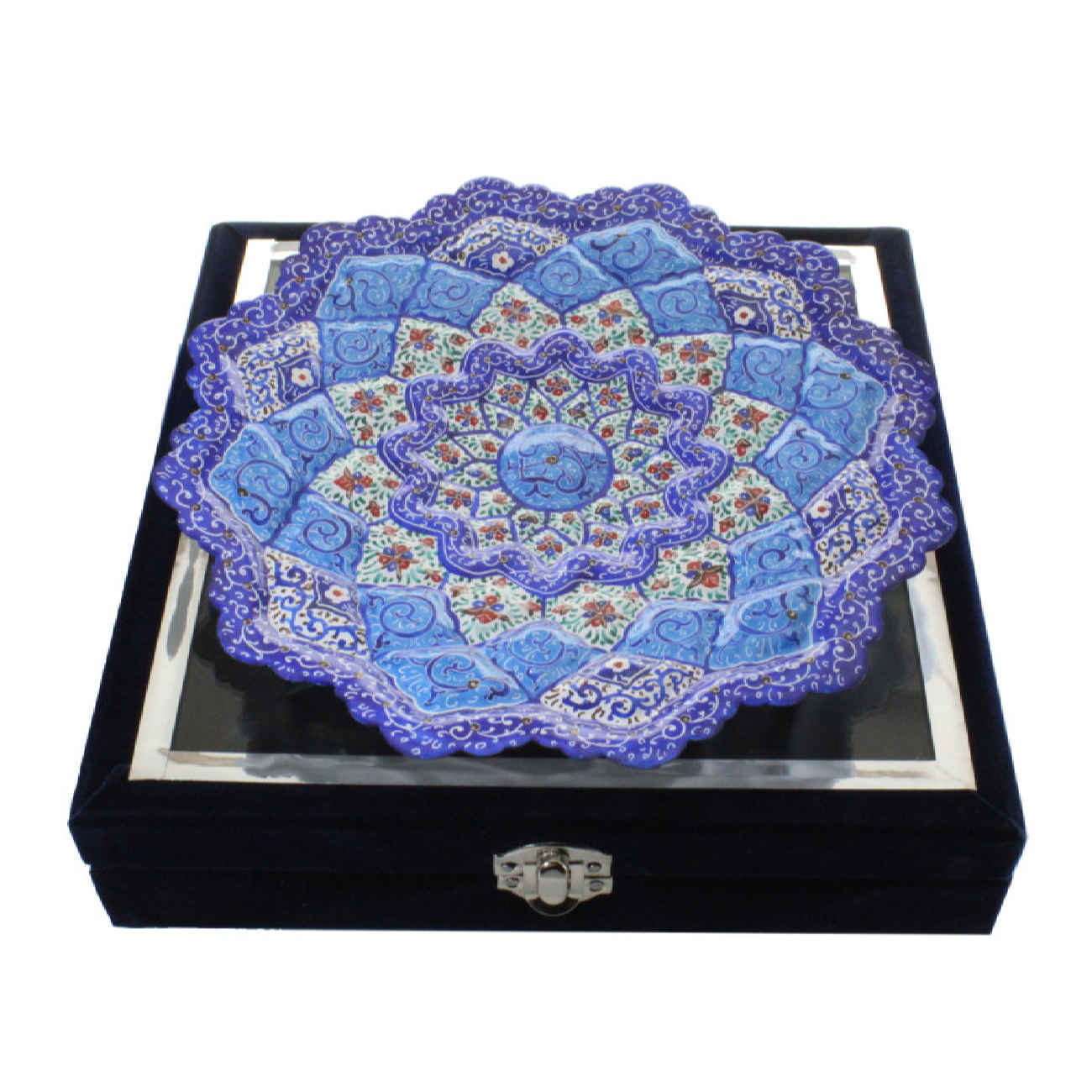 Decoratief Koperen Bord met Perzische Minakari Email Handgeschilderd