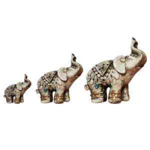 Decoratieve Olifant Beeldjes – Witte Sculpturen (Set van 3)
