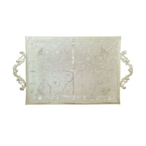 Decoratief Filigraan Koperen Dienblad Zilvergecoat Artistieke Stijl Handgemaakt