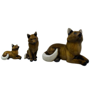Decoratieve Vos Beeldjes – Bruine Bosdieren (Set van 3)