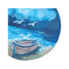 Decoratief Aardewerken Bord Handgeschilderd met Boot aan het Strand Ontwerp