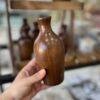 Decoratieve Knopvaas Gemaakt van Natuurlijk Massief Hout, Handgemaakt in Donkerbruin