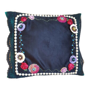Geborduurde Kussenhoes – Handgemaakt Navy Blauw