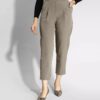 Khaki Geplooide Damesbroek met Riem
