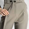 Khaki Geplooide Damesbroek met Riem