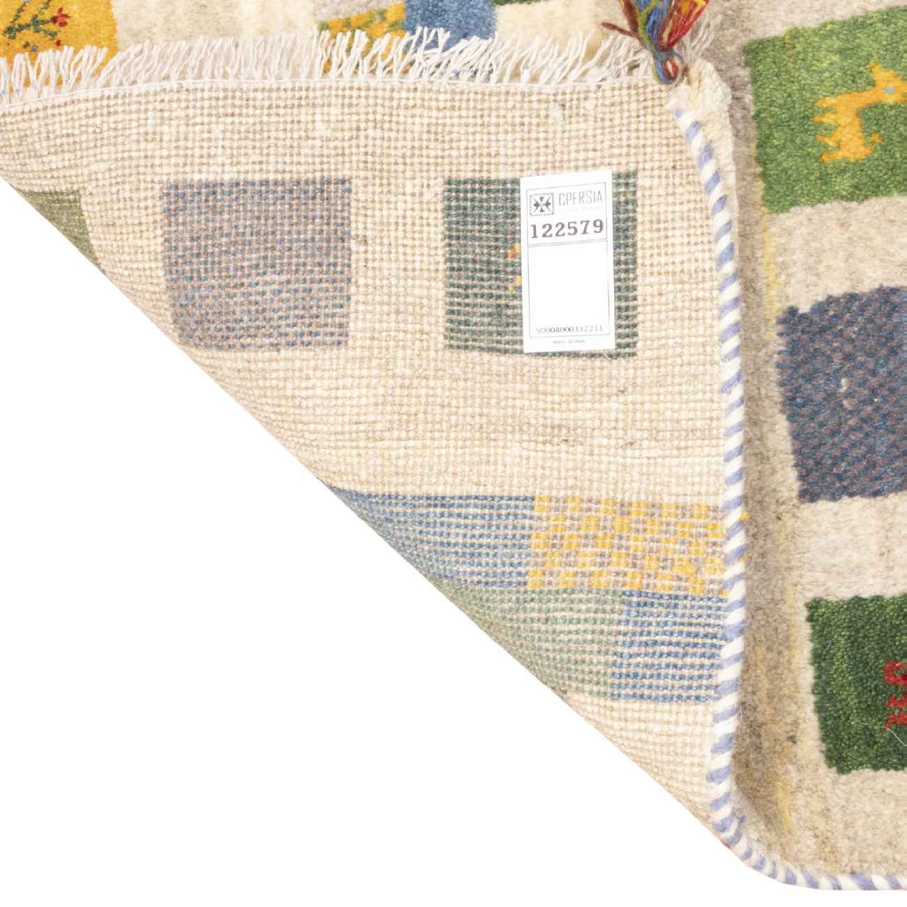 Handgeknoopt Perzisch Kheshti Gabbeh tapijt – Geometrisch, Crème, Wol