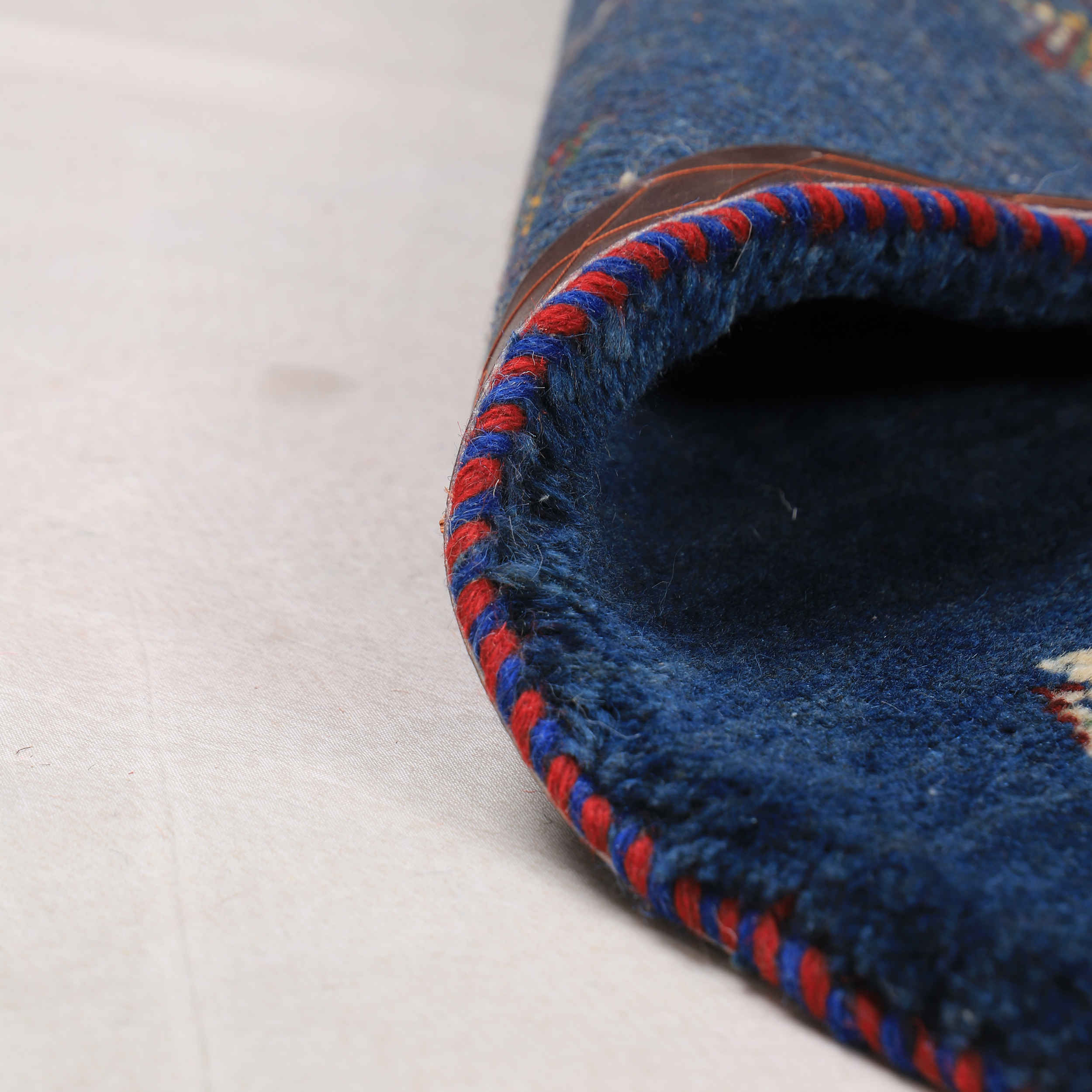 Handgeknoopt Perzisch minimalistisch Gabbeh tapijt – Effen, Marineblauw, Wol