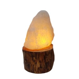 Perzische zoutlamp met houten basis – Artistiek ontwerp
