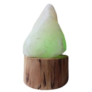 Perzische zoutlamp met houten basis – Artistiek ontwerp