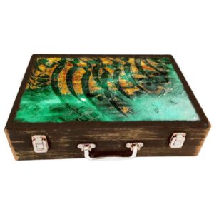 Handgemaakte Houten Cadeaudoos met Perzisch Kalligrafie Ontwerp
