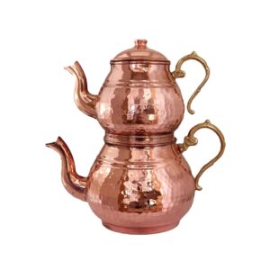 Perzische Koperen Dubbele Theepot Duurzaam en Gehamerd