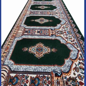 Islamitisch Moskee Tapijt met Mihrab Ontwerp – Katoen Groen, 5 Meter