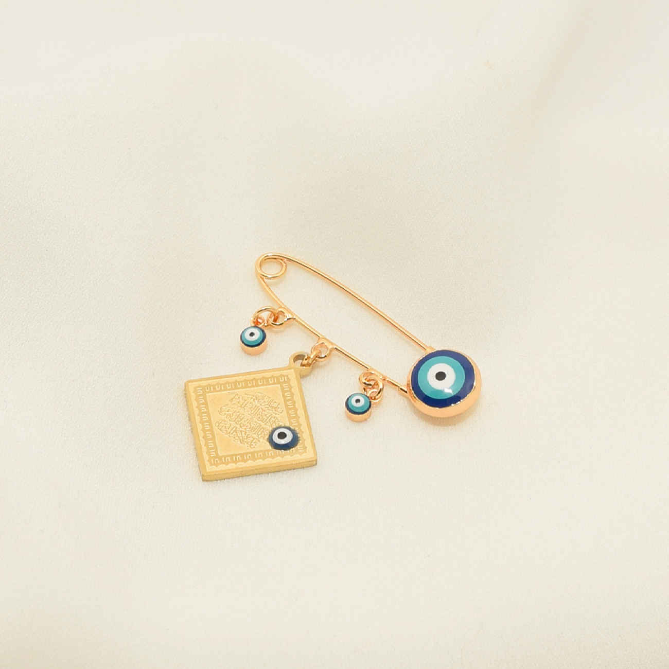 Islamitische Veiligheidsspeld Broche voor Kinderen met Wan Yakad Vers & Boze Oog Ontwerp