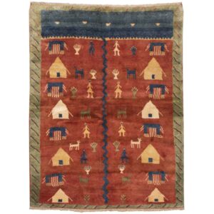 Handgeknoopt Perzisch Kashkuli Gabbeh tapijt – Rood, Wol