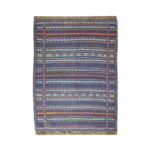 Perzische Kilim Handgeweven – Blauwe Strepen – Wollen Accenttapijt