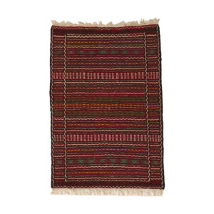 Perzisch Wol Kilim Tapijt Handgeweven in Khorasan Gestreept