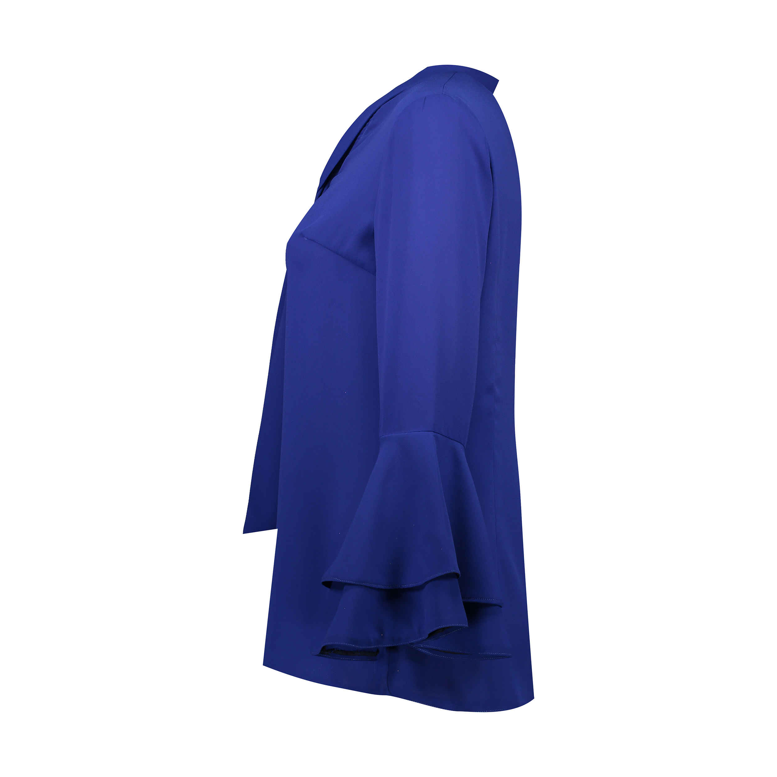 Damesblouse met Lange Mouwen – Blauw Crepe