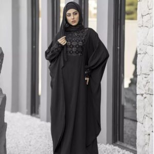 Zwarte Vlinder Abaya – Kreukvrije Crepe Stof