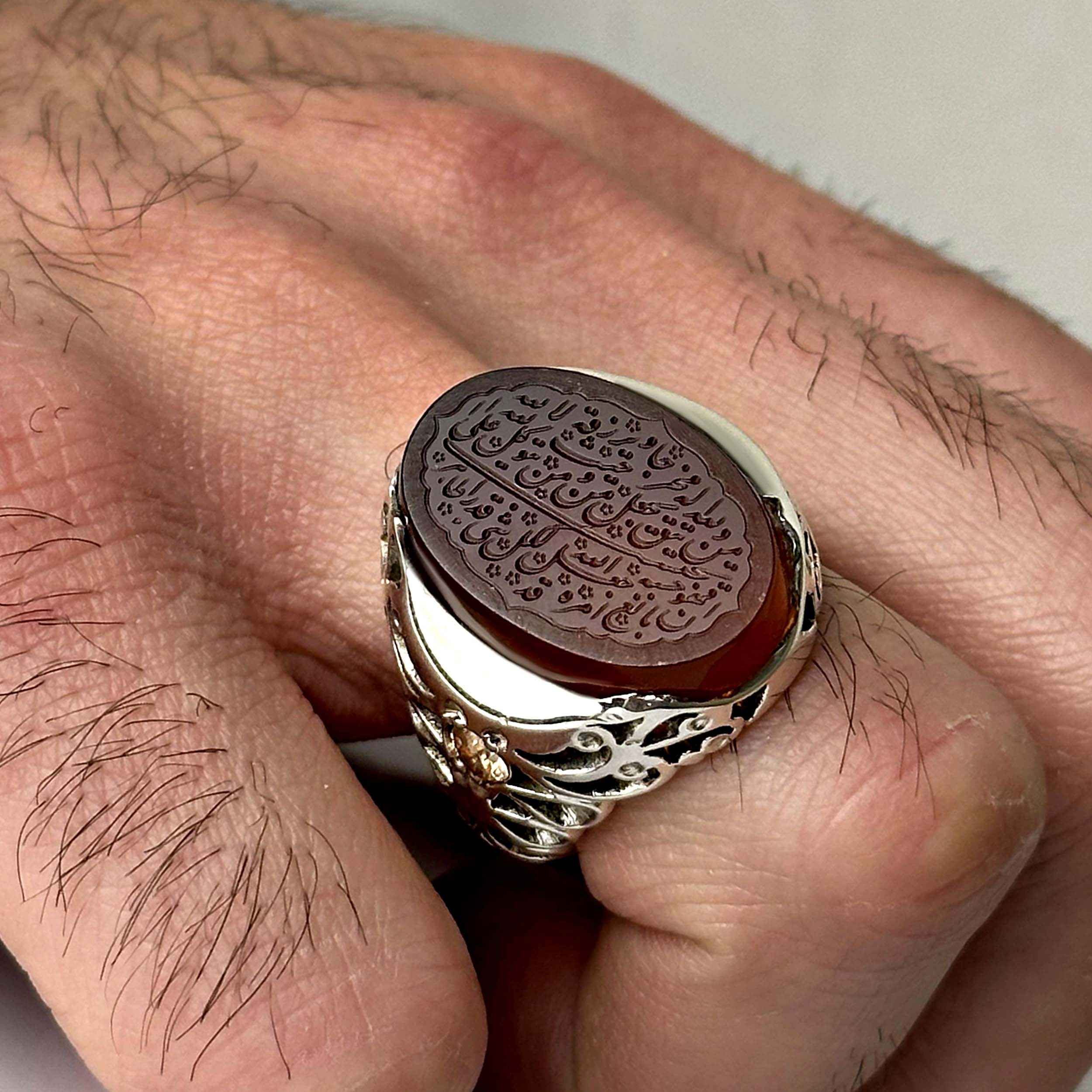 Islamitische Jemenitische Aqeeq Zilveren Ring voor Mannen – Man Yattaqillah