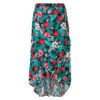 Midi Rok met Bloemenontwerp – Cyaan