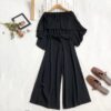 Off-Shoulder Jumpsuit Model Cloak – Zwart