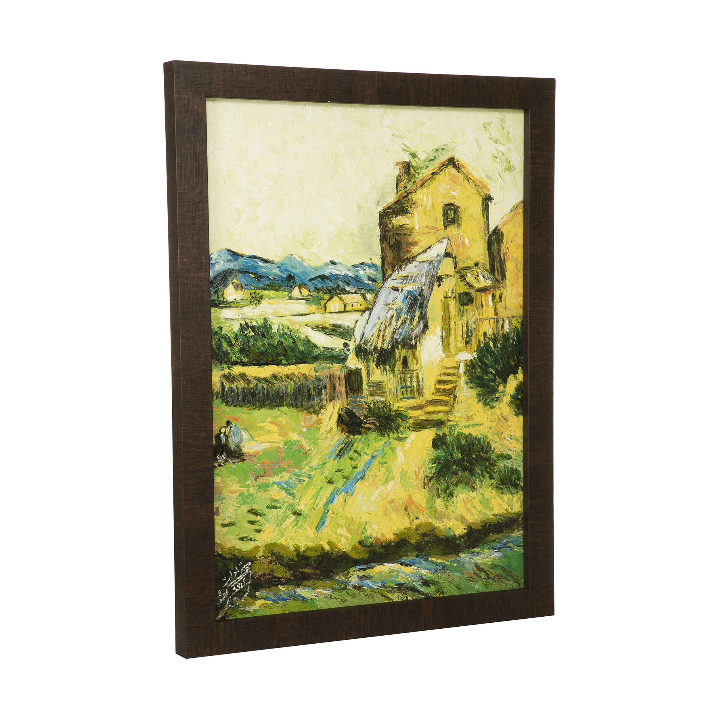 Origineel Olieverfschilderij – Landschap op Doek, Model Dorp