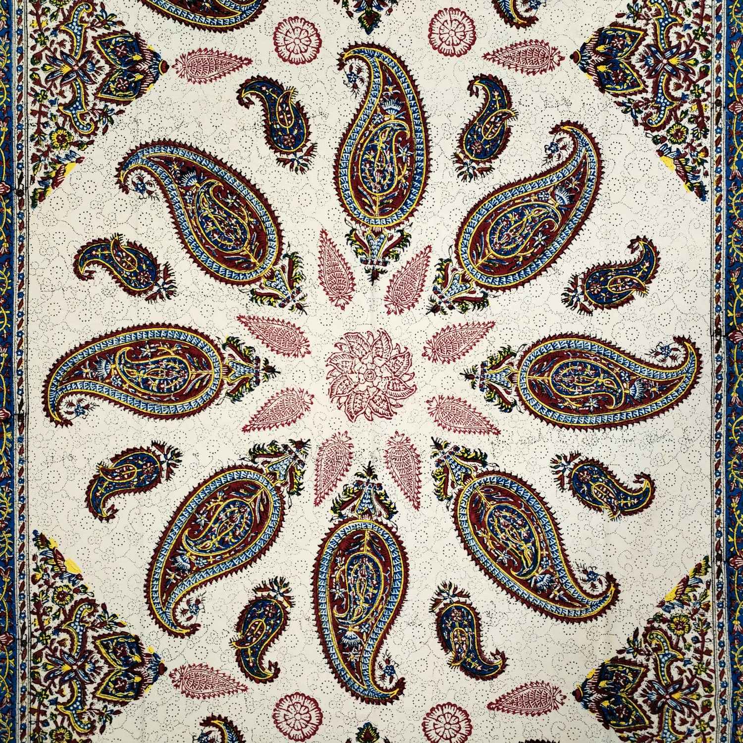 Perzisch Blokprint Tafellaken Traditionele Kalamkari uit Isfahan