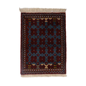 Handgeknoopt Perzisch Khorasan Tapijt (Bukhara Design) – Kastanjebruine Wol