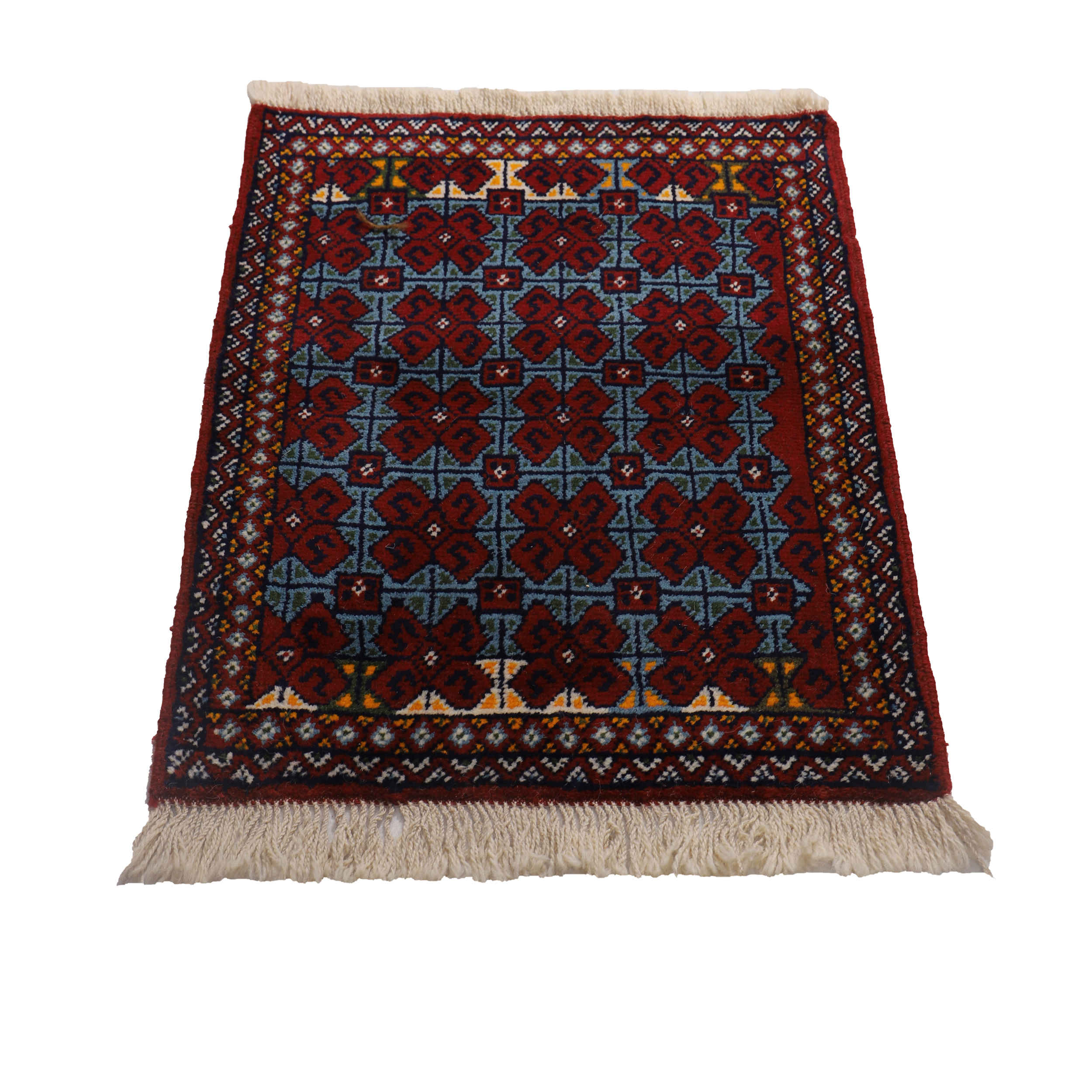 Handgeknoopt Perzisch Khorasan Tapijt (Bukhara Design) – Kastanjebruine Wol