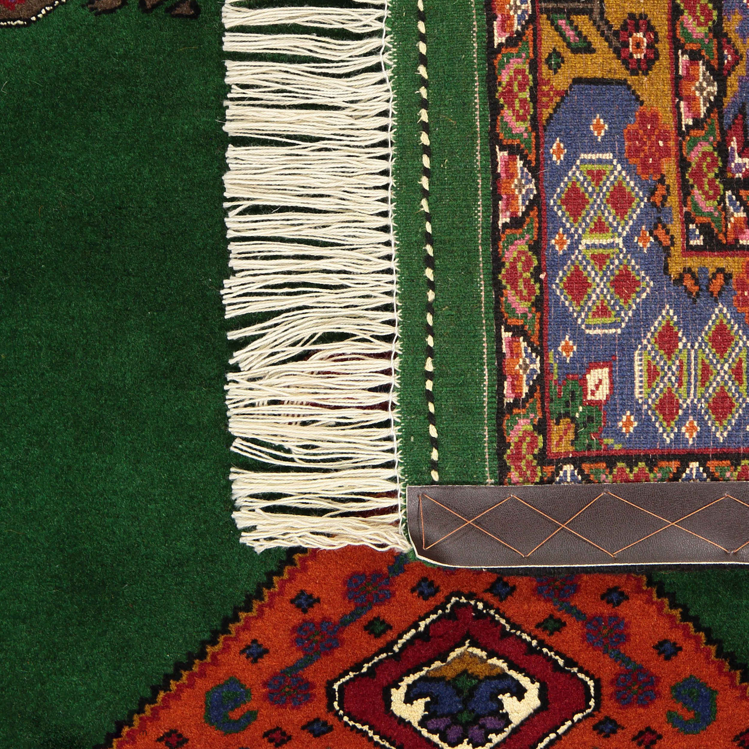 Handgeknoopt Perzisch Golestan Tribaal Tapijt (Bloemenmedaillon) – Groene Wol